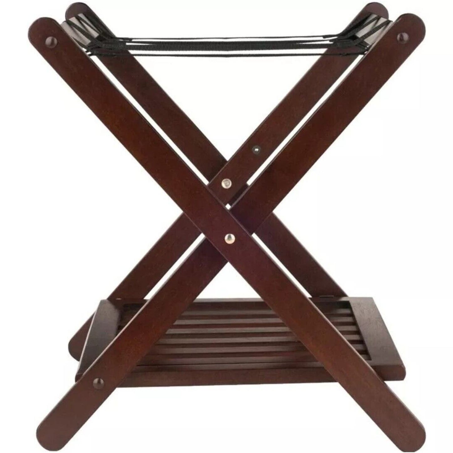 Winsome Remy Transitional Solid Wood Luggage Rack with Shelf in Cappuccino