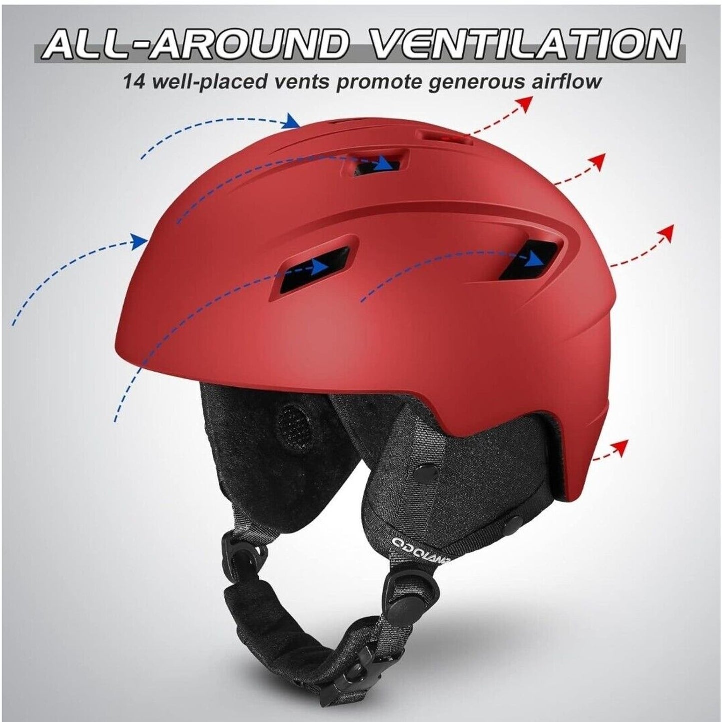 Ski Snowboard Helmet & Goggles Set, RED (SIZE: XS) Odoland