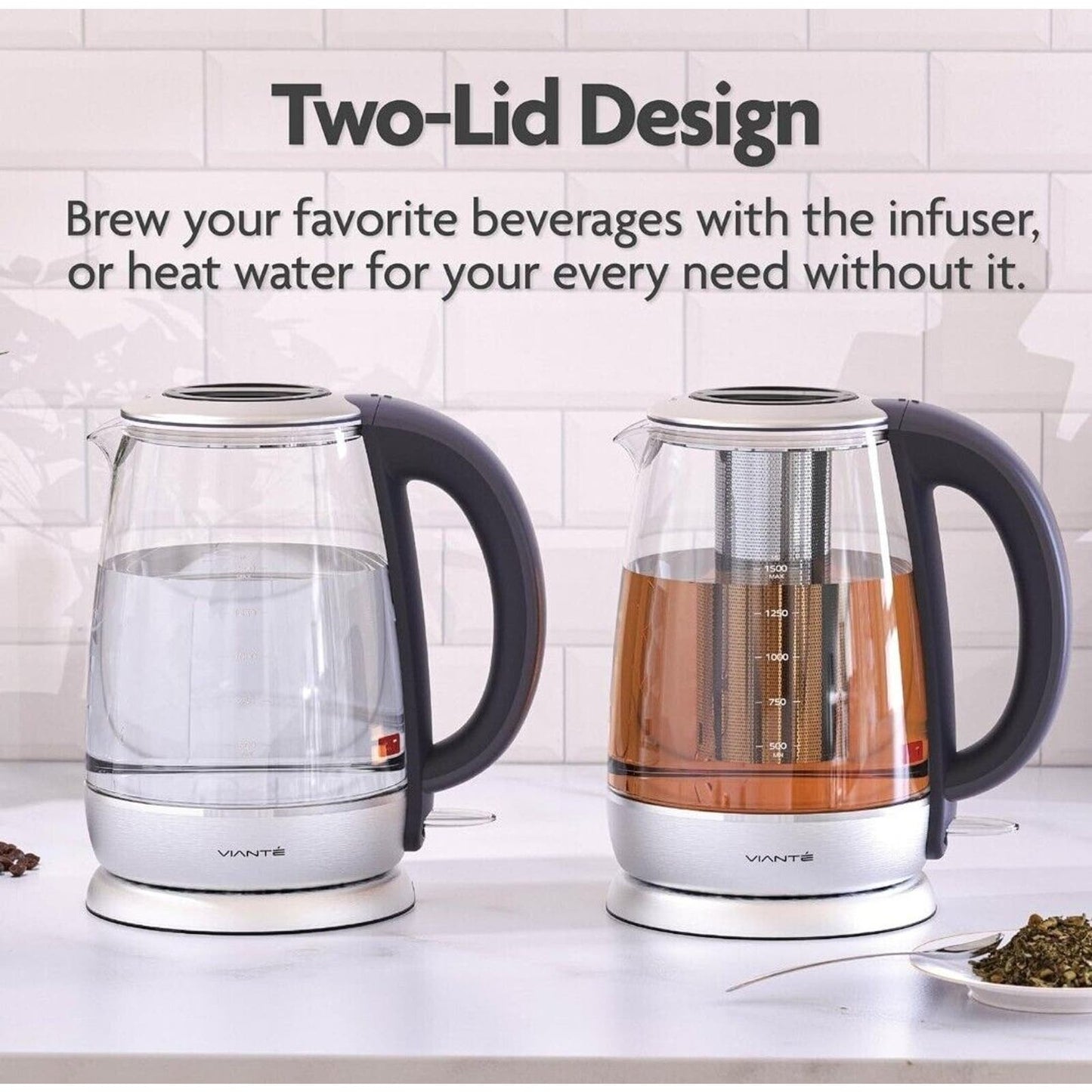 Electric Tea Kettle with Removable Infuser for Loose Leaf or Tea Bags - Vianté