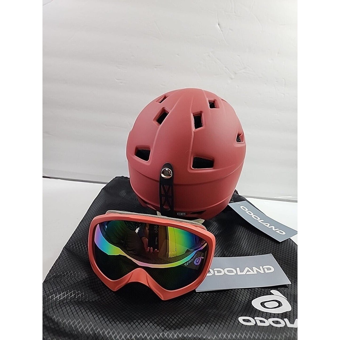 Ski Snowboard Helmet & Goggles Set, RED (SIZE: XS) Odoland