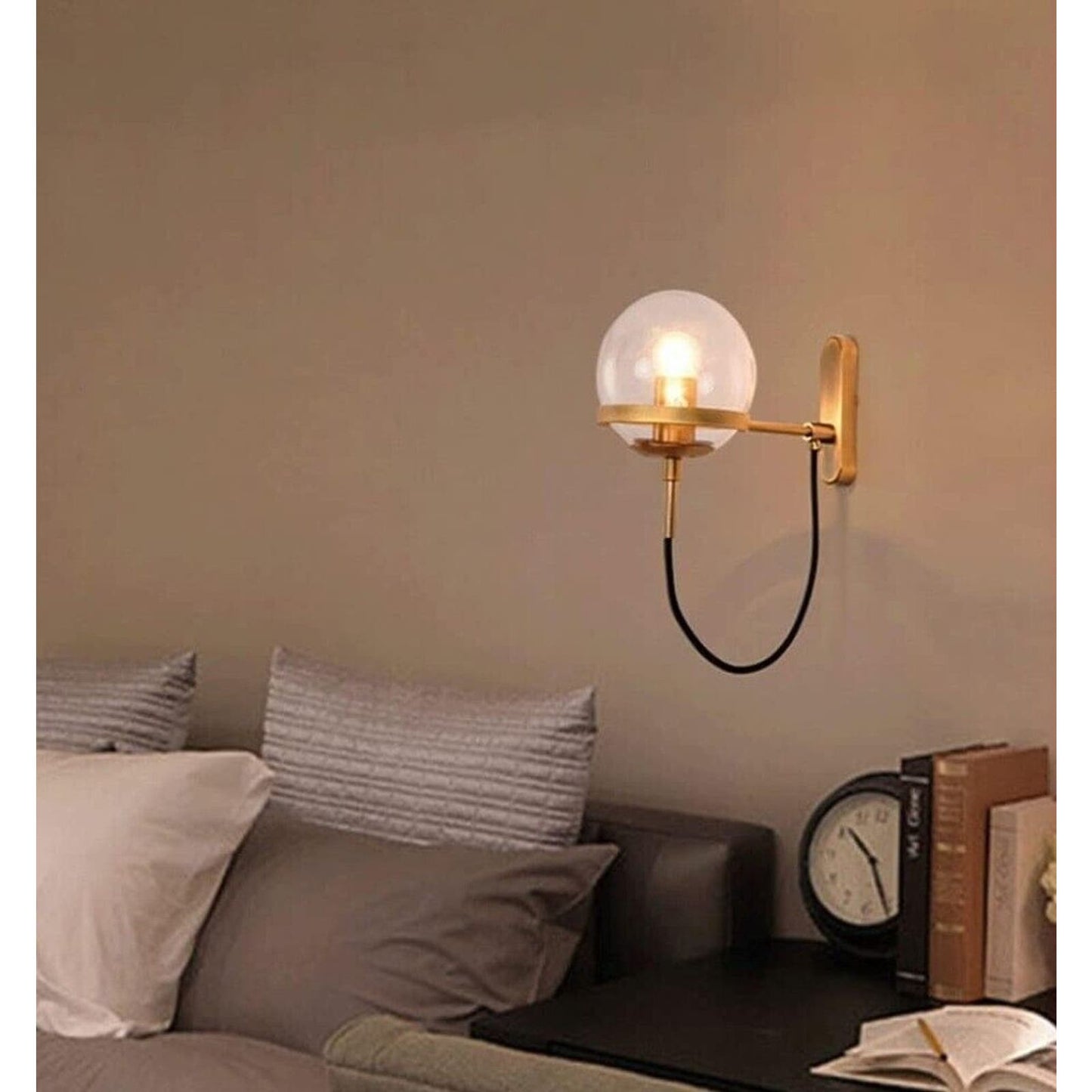 Glass Globe Sconce LED Light Fixture, Industrial, Matte Black (NEW!)